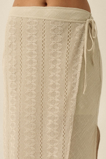 Living Easy Cotton Gauze and Lace Wrap Maxi Skirt