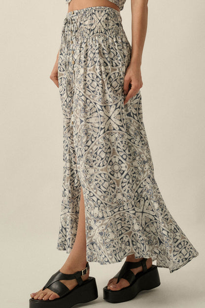 Beautifully Lost Abstract-Print Button-Up Maxi Skirt