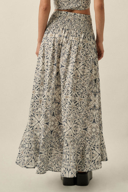 Beautifully Lost Abstract-Print Button-Up Maxi Skirt