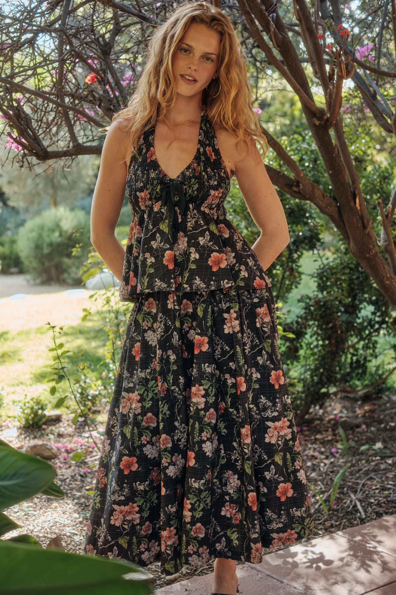 Beautiful Bouquet Floral-Print Pleated Midi Skirt
