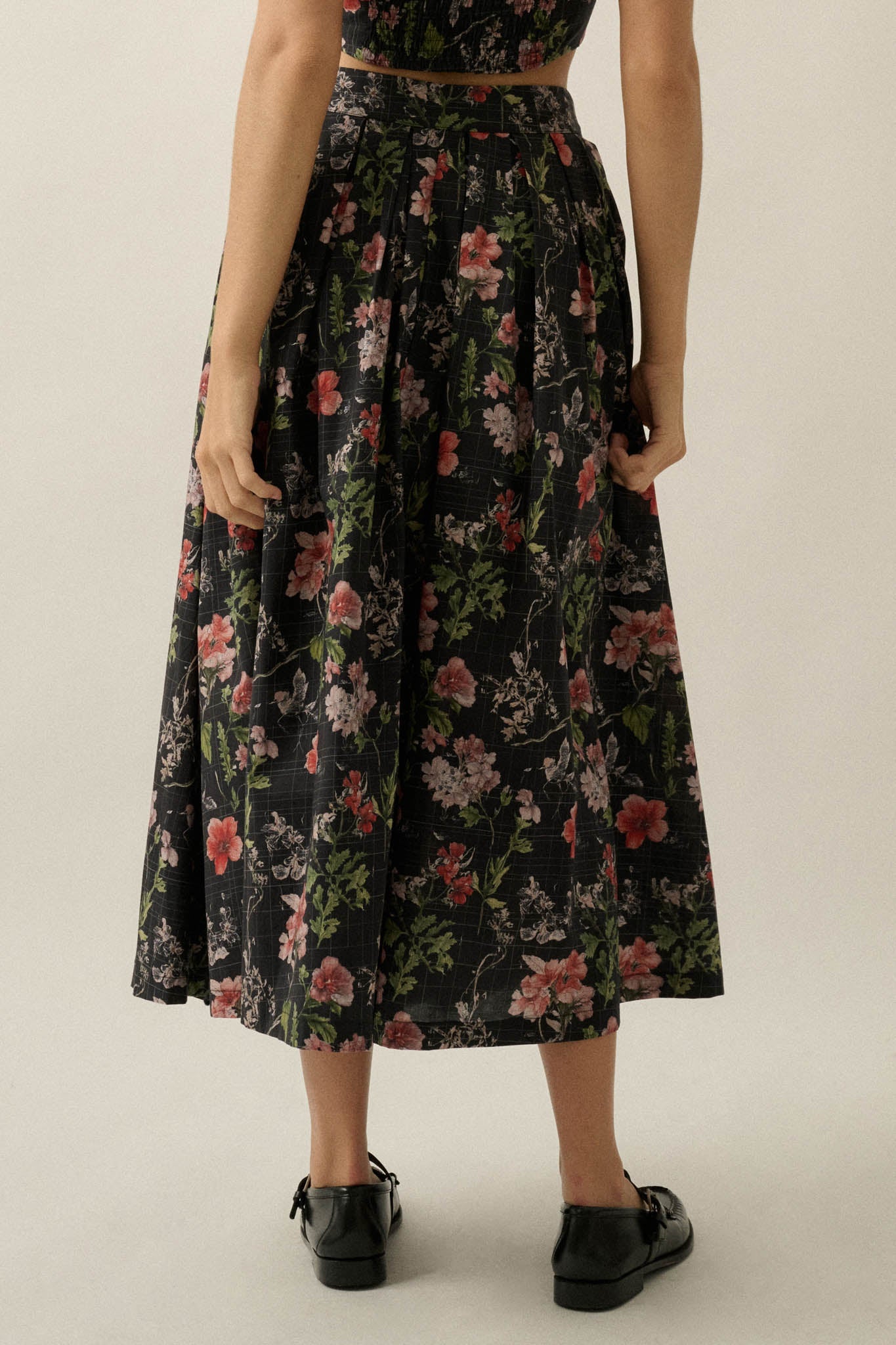 Beautiful Bouquet Floral-Print Pleated Midi Skirt
