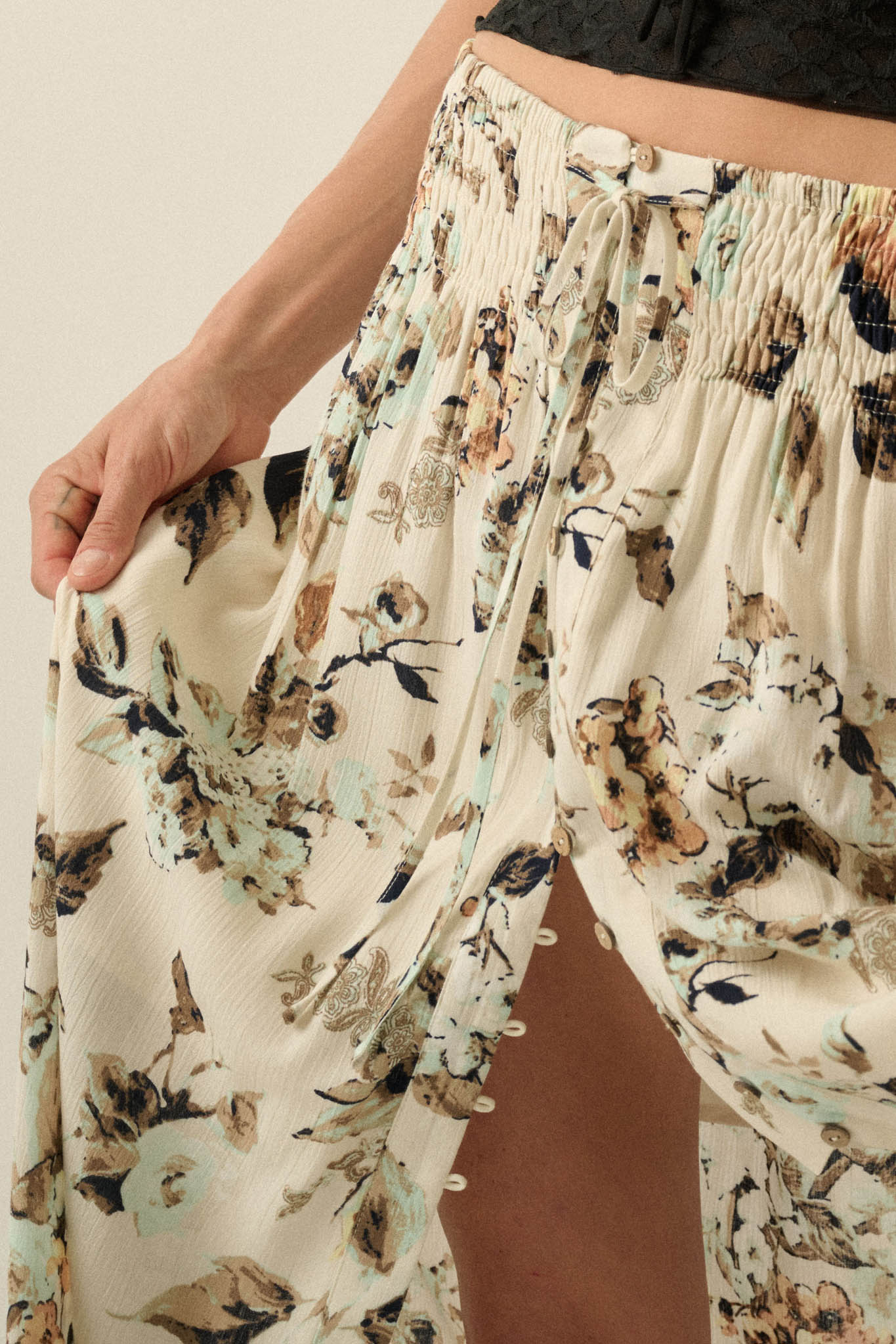 Flores Bonitas Floral Button-Front Maxi Skirt