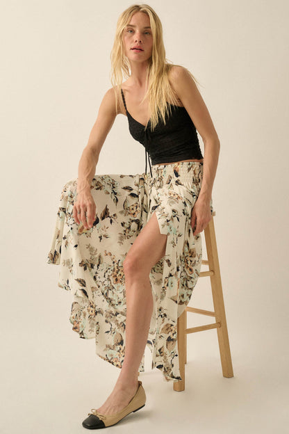 Flores Bonitas Floral Button-Front Maxi Skirt