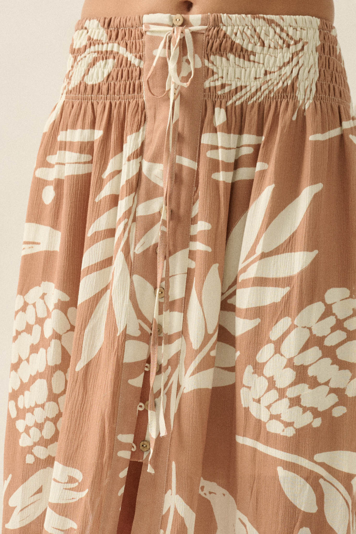 Hawaiian Holiday Tropical-Print Button Maxi Skirt