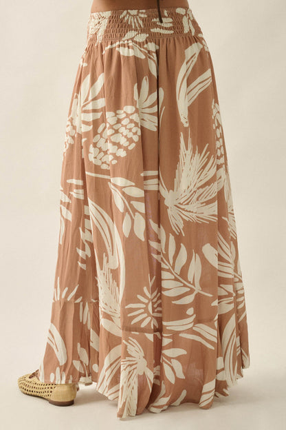 Hawaiian Holiday Tropical-Print Button Maxi Skirt