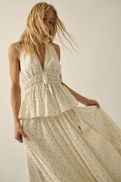 Hit the Spot Polka Dot Peplum Halter Top