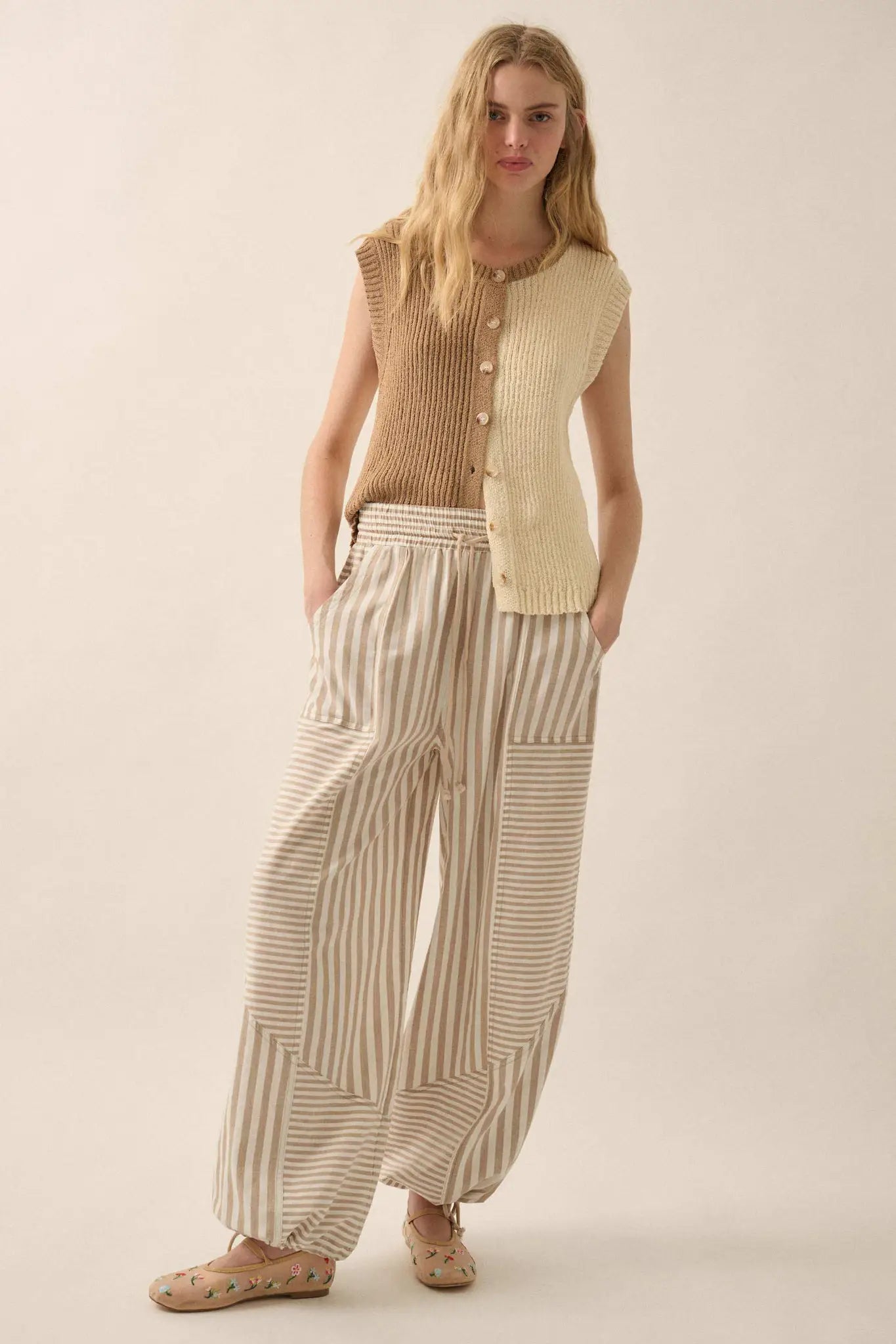 Double Date Colorblock Knit Buttoned Sweater Vest