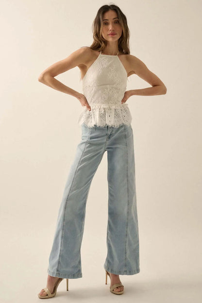 Darling Dreamer Layered Lace Halter Cami Top