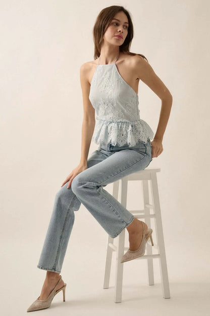 Darling Dreamer Layered Lace Halter Cami Top