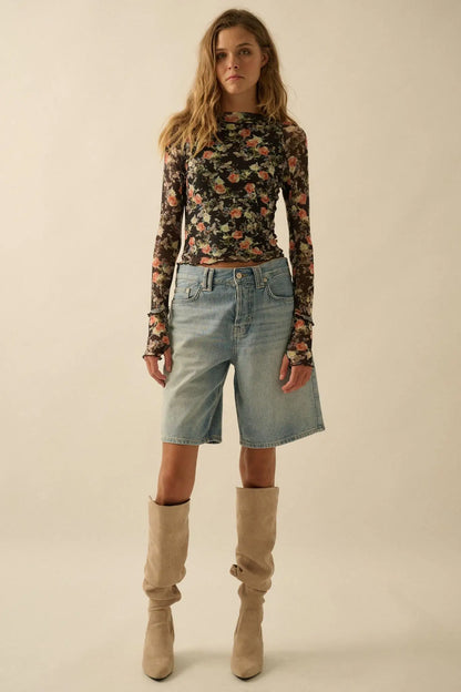 Dream Garden Floral Mesh Thumbhole Top