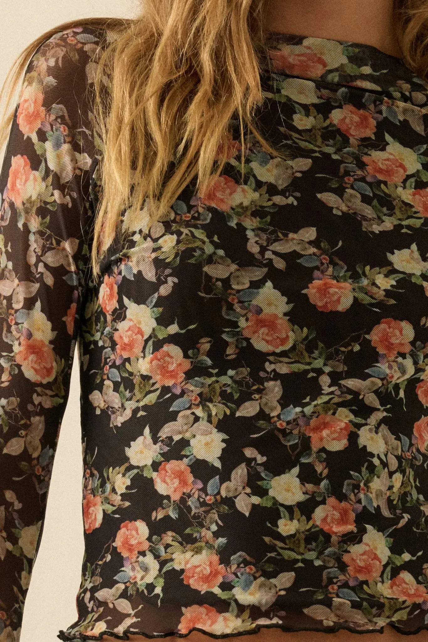 Dream Garden Floral Mesh Thumbhole Top