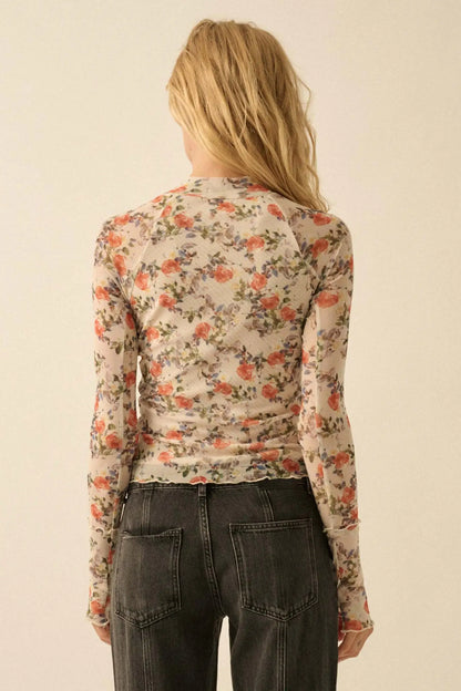 Dream Garden Floral Mesh Thumbhole Top