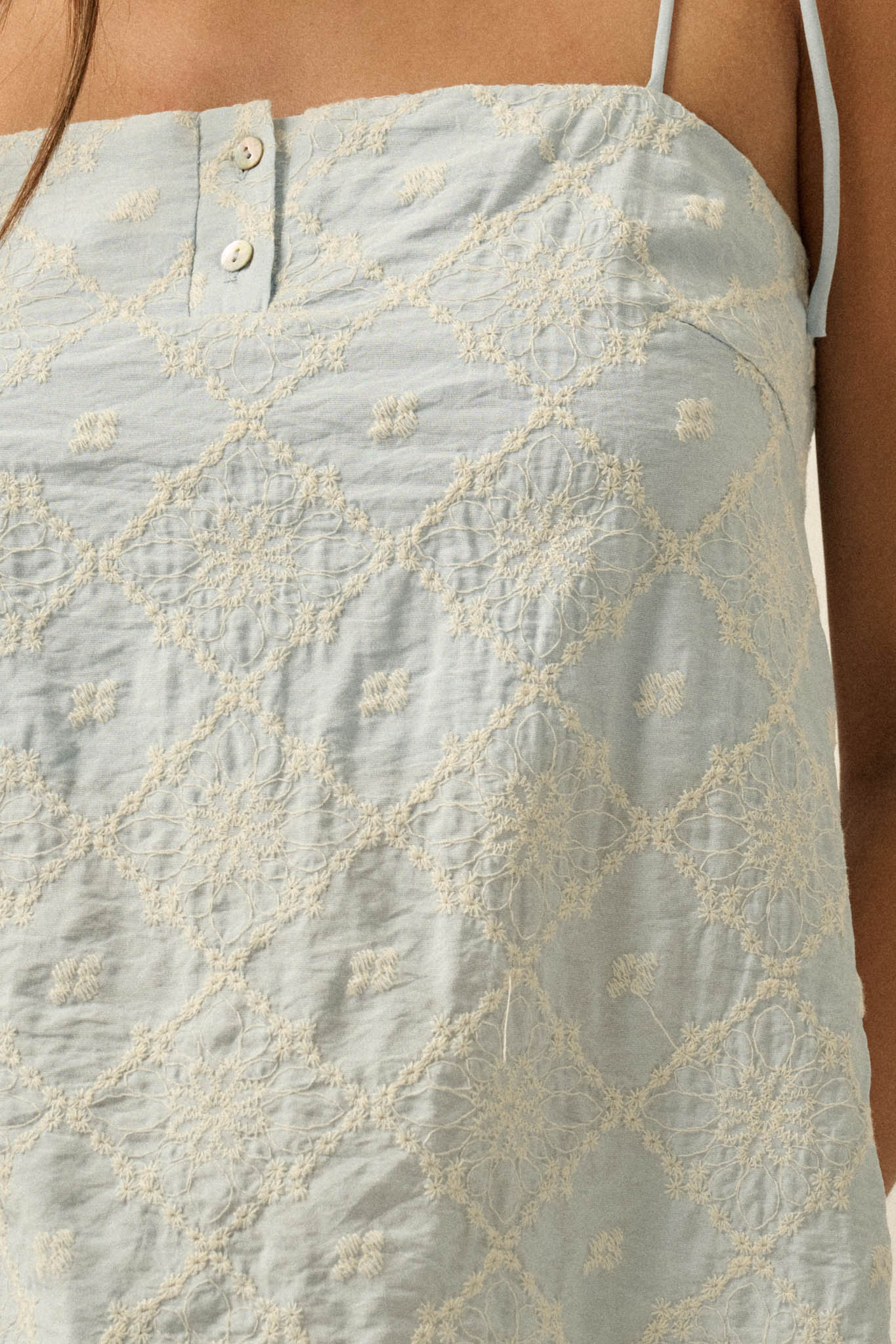 Feeling Flirty Embroidered Straight-Neck Cami Top