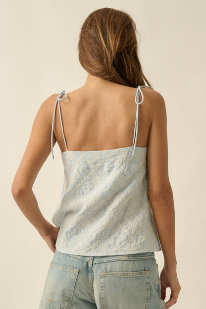 Feeling Flirty Embroidered Straight-Neck Cami Top