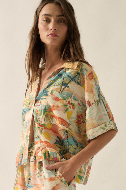 San Juan Serenade Tropical-Print Pocket Shirt