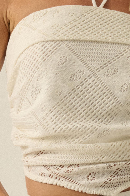 See the Light Crochet Lace Bandana Halter Top