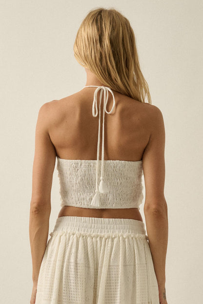 See the Light Crochet Lace Bandana Halter Top