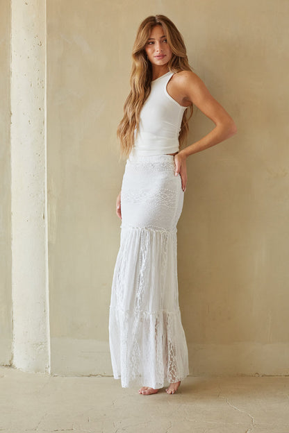 Fawn Lace Tiered Maxi Skirt