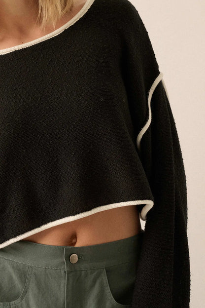Cuddle Party Cropped Exposed-Seam Sweater