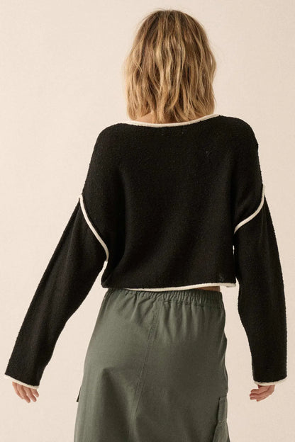 Cuddle Party Cropped Exposed-Seam Sweater