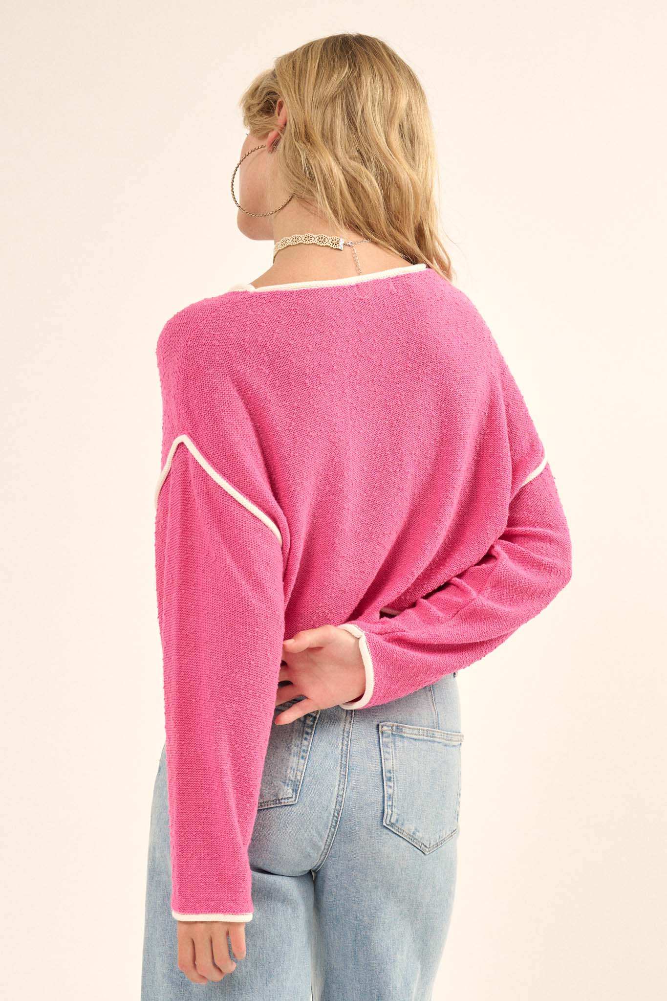 Cuddle Party Cropped Exposed-Seam Sweater