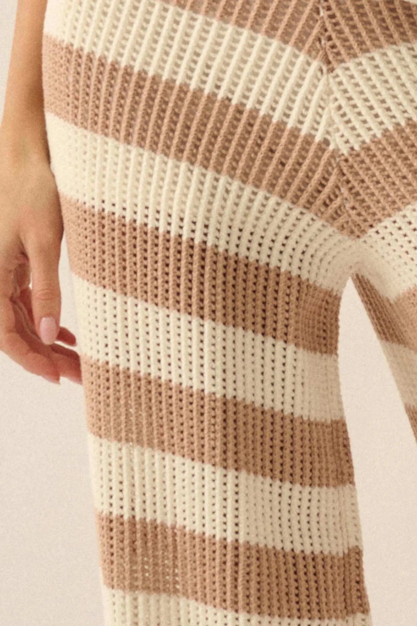 Knit Pick Striped Crochet Knit Sweater Pants