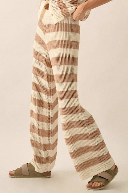 Knit Pick Striped Crochet Knit Sweater Pants
