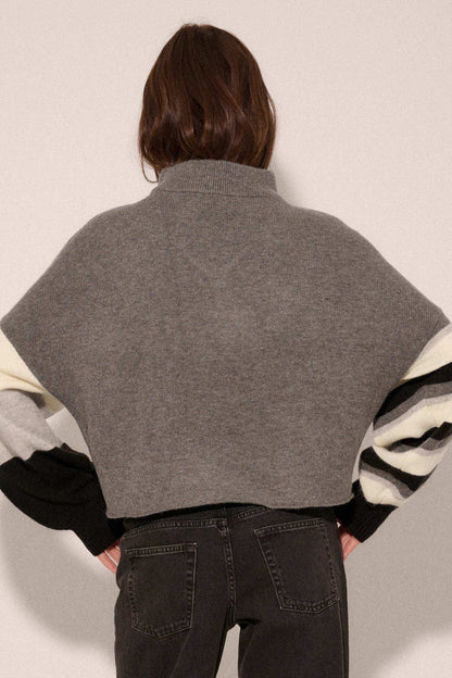 Hold On Striped Colorblock Funnel Neck Sweater