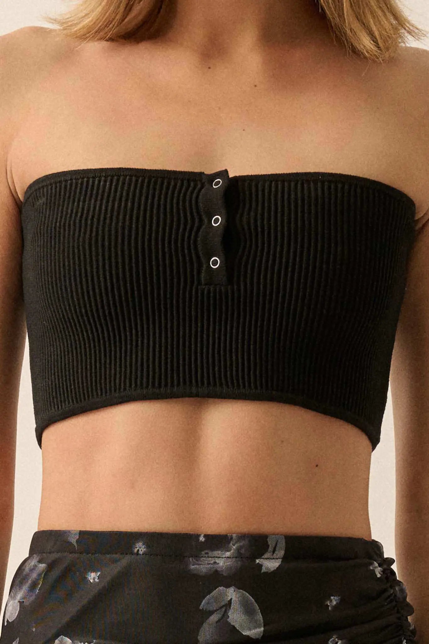 Shaper Fit Rib-Knit Bandeau Tube Top