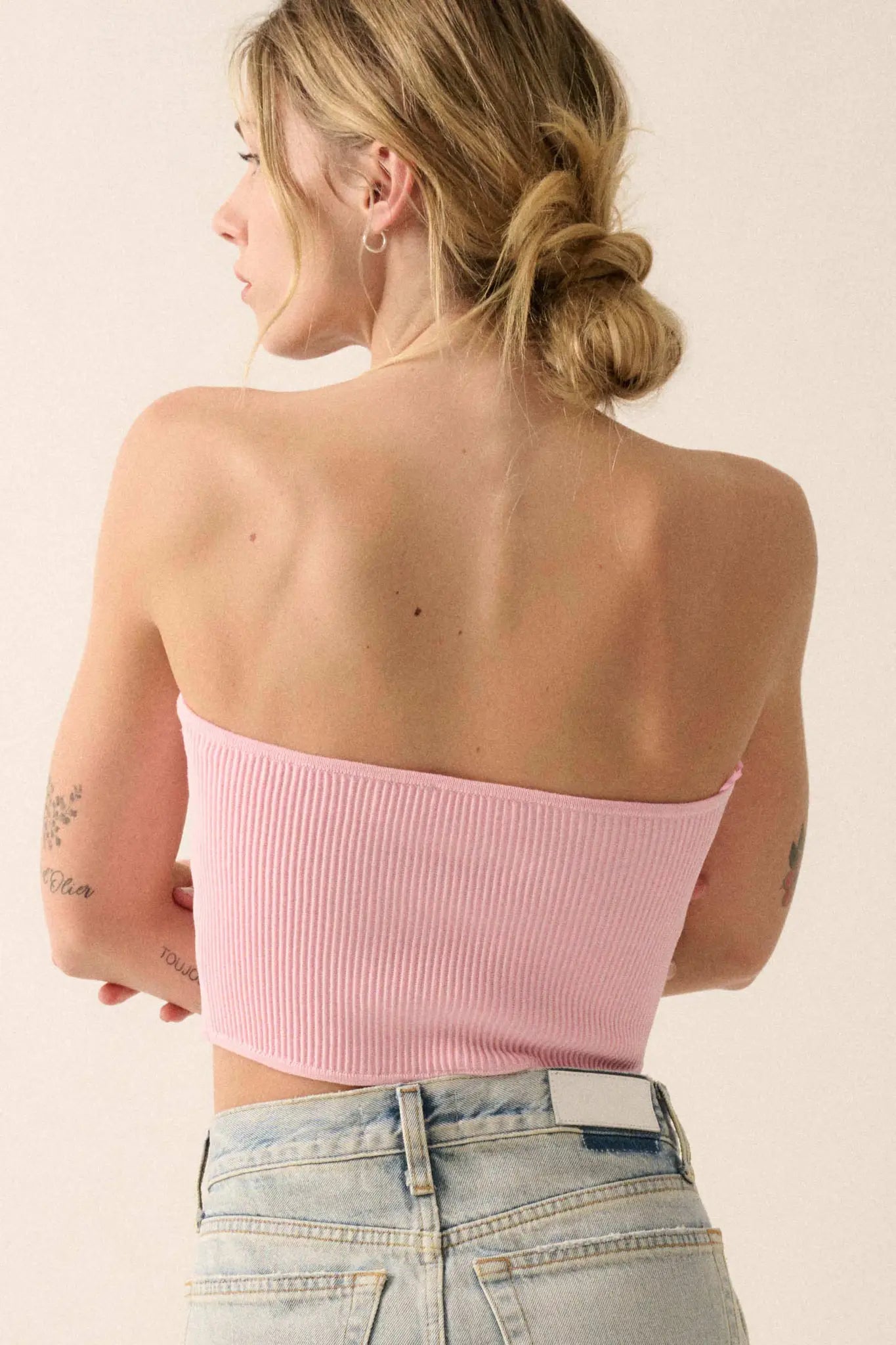 Shaper Fit Rib-Knit Bandeau Tube Top