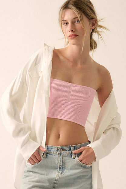 Shaper Fit Rib-Knit Bandeau Tube Top