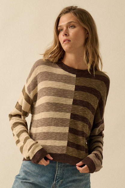 Double Feature Colorblock Striped Knit Sweater