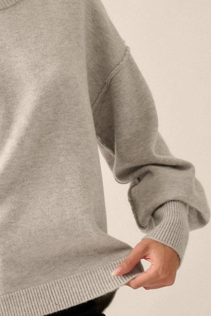 Old Soul Exposed-Seam Bishop-Sleeve Sweater