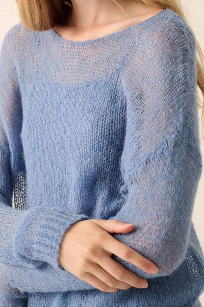 See It Through Layered Open-Knit Sheer Sweater