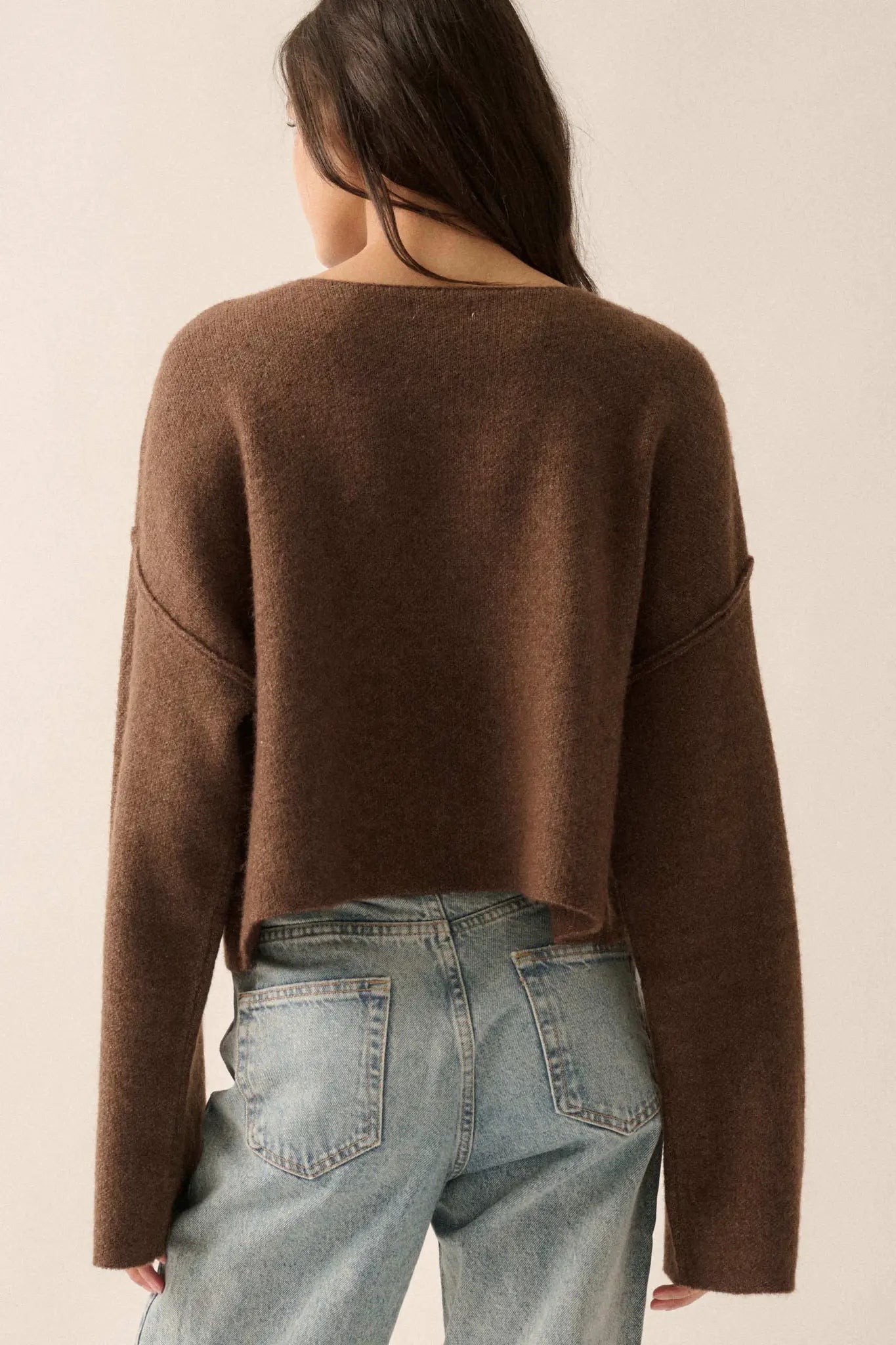Let It Bow Exposed-Seam Bow Jacquard Knit Sweater