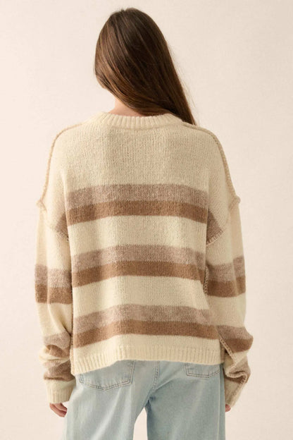 Just My Stripe Exposed-Seam Striped Knit Sweater