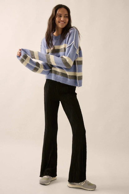 Just My Stripe Exposed-Seam Striped Knit Sweater