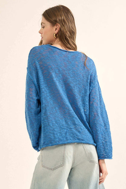 All the Feels Burnout Knit Roll-Neck Sweater