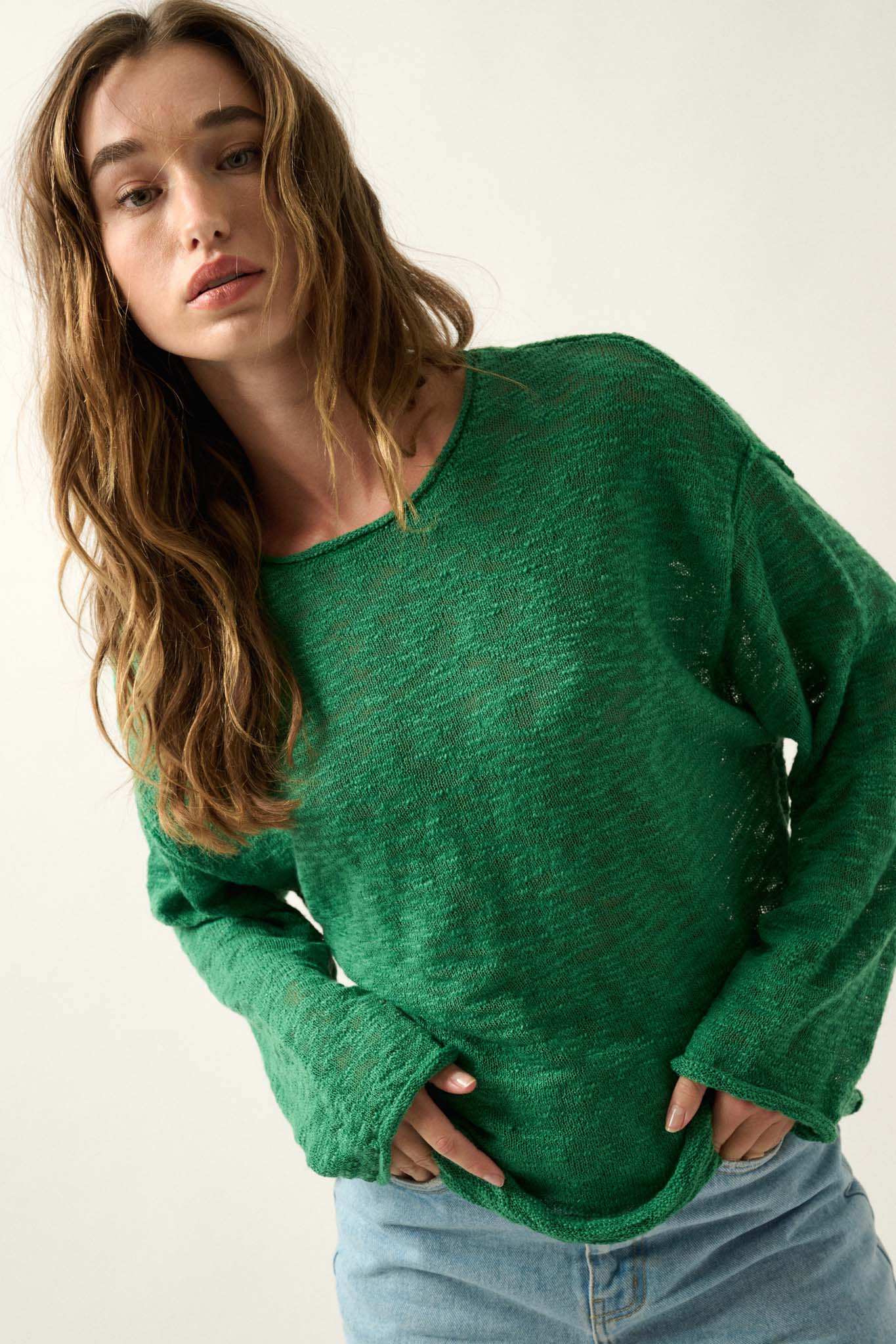 All the Feels Burnout Knit Roll-Neck Sweater