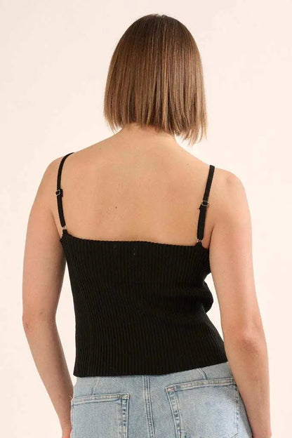 Shaper Fit Straight Neck Rib-Knit Cami Top
