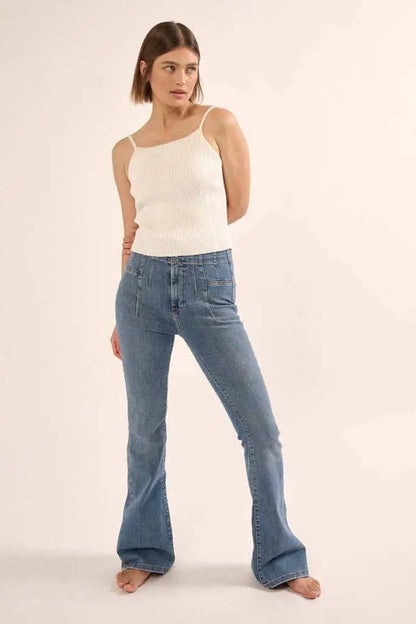 Shaper Fit Straight Neck Rib-Knit Cami Top