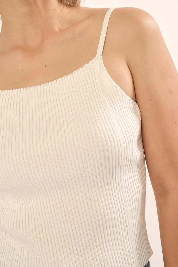 Shaper Fit Straight Neck Rib-Knit Cami Top