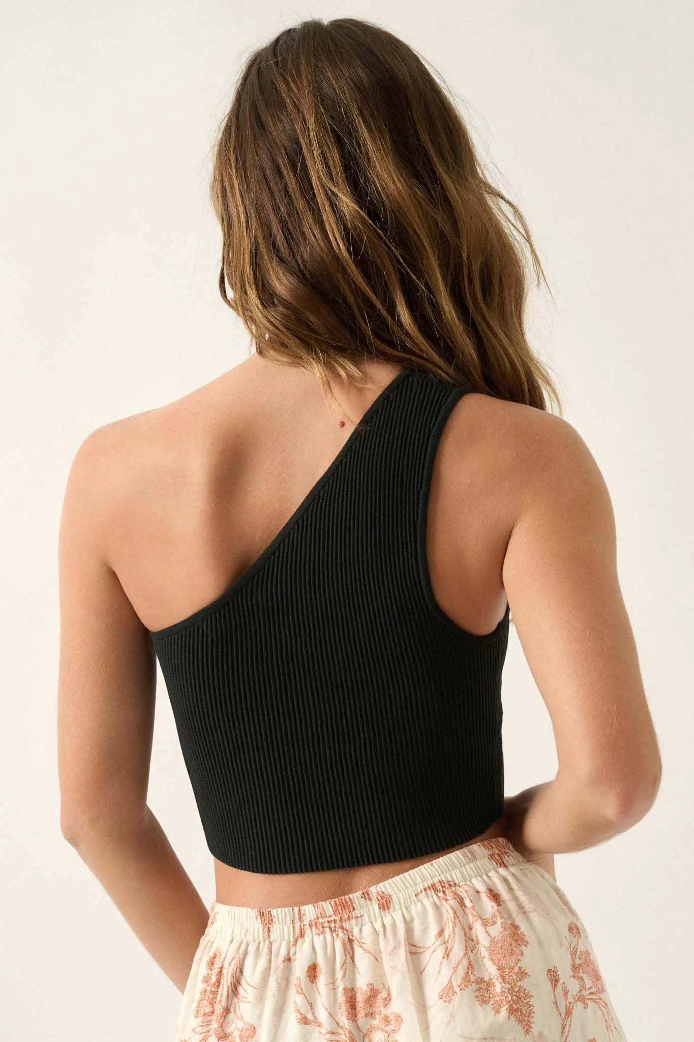 Shaper Fit Asymmetrical Cropped Cutout Tank Top