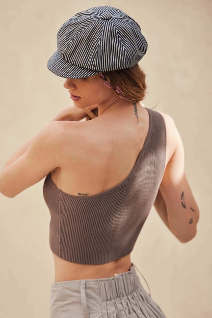 Shaper Fit Asymmetrical Cropped Cutout Tank Top