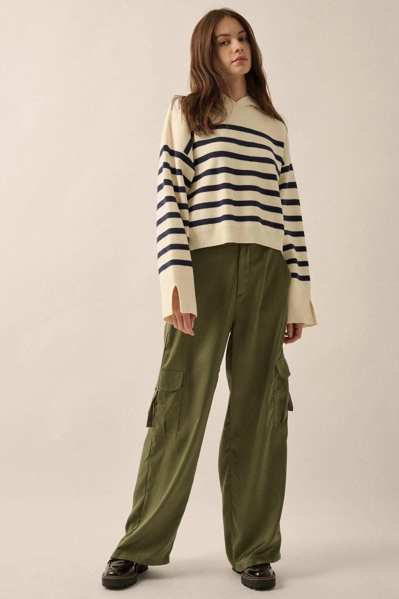 Perfect Storm Nautical-Stripe Hooded Sweater
