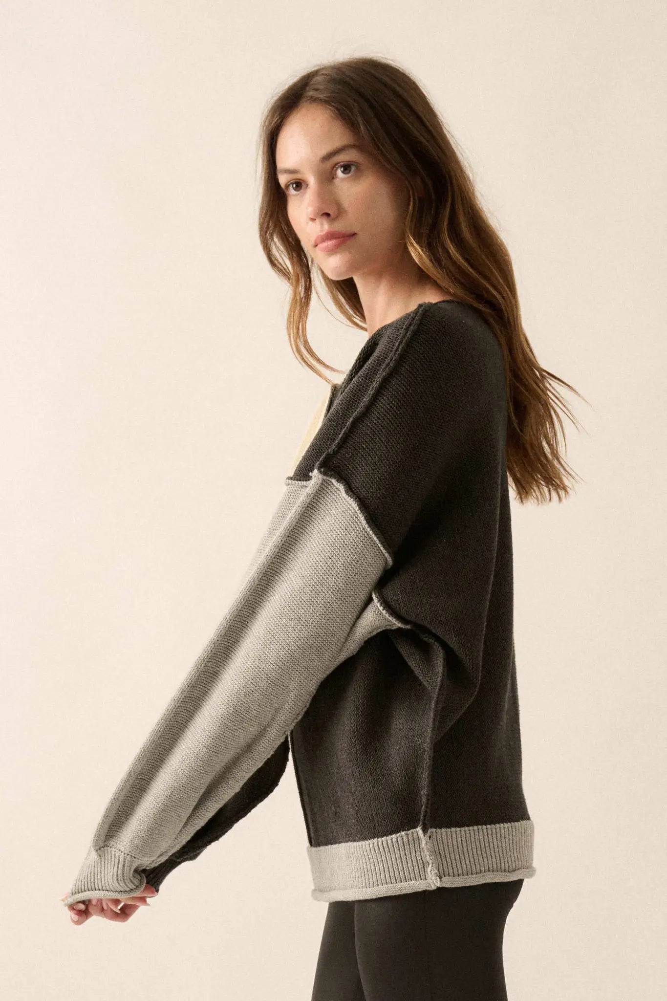 Color Scheme Colorblock Knit Boatneck Sweater