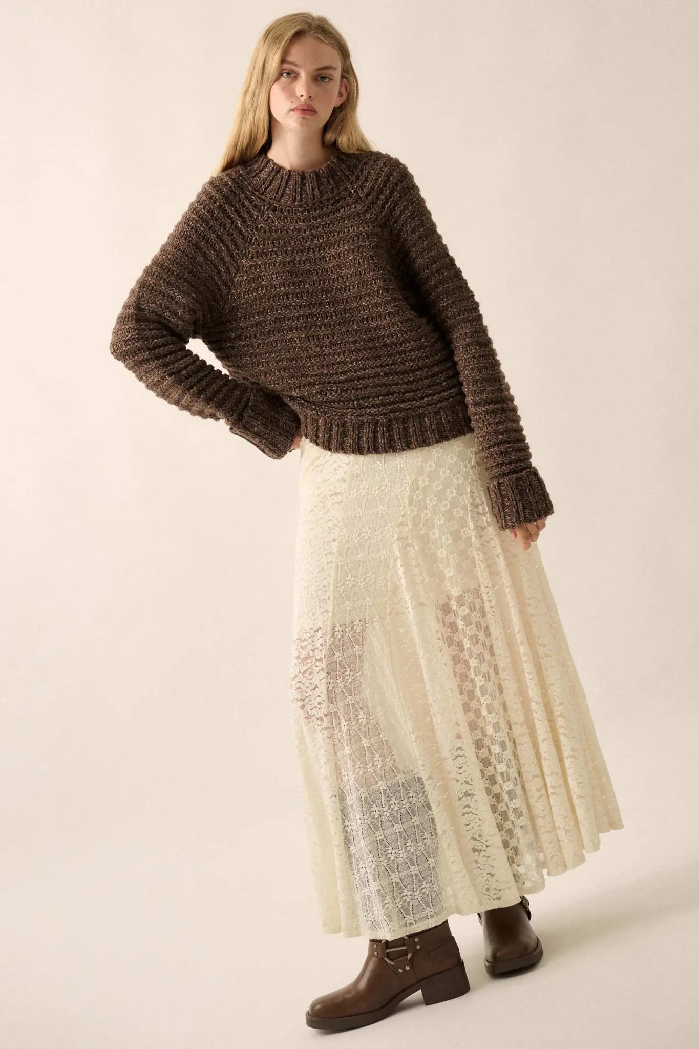 Get Comfy Chunky Horizontal Rib-Knit Sweater