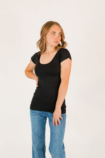 Cap Sleeve Tee ・Black