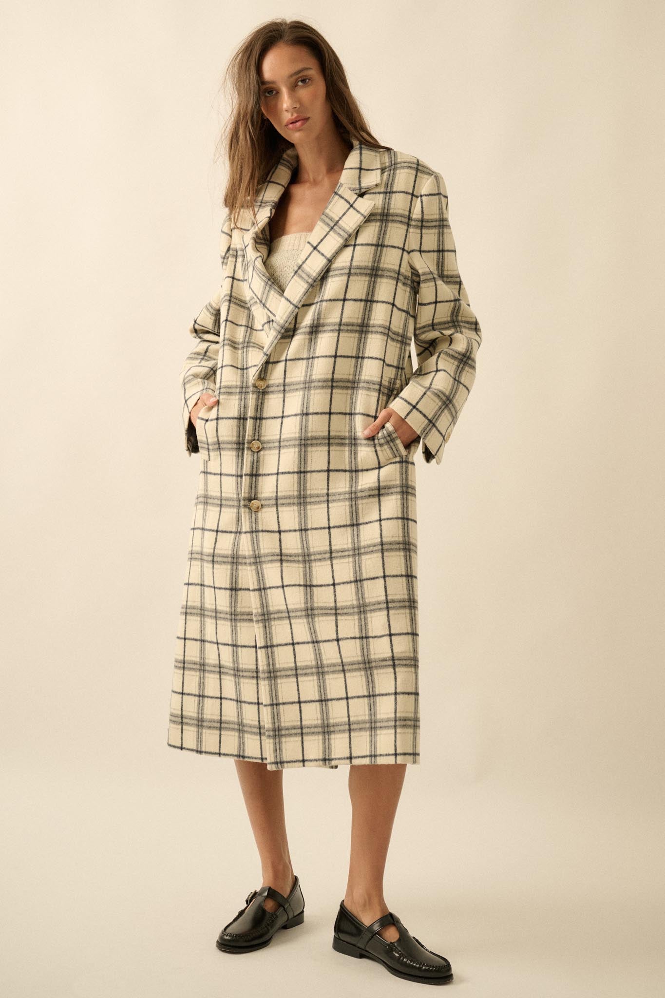 Checked Out Plaid Double-Breasted Overcoat