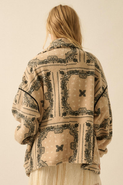 Saddle Song Bandana-Print Fleece Lapel Jacket